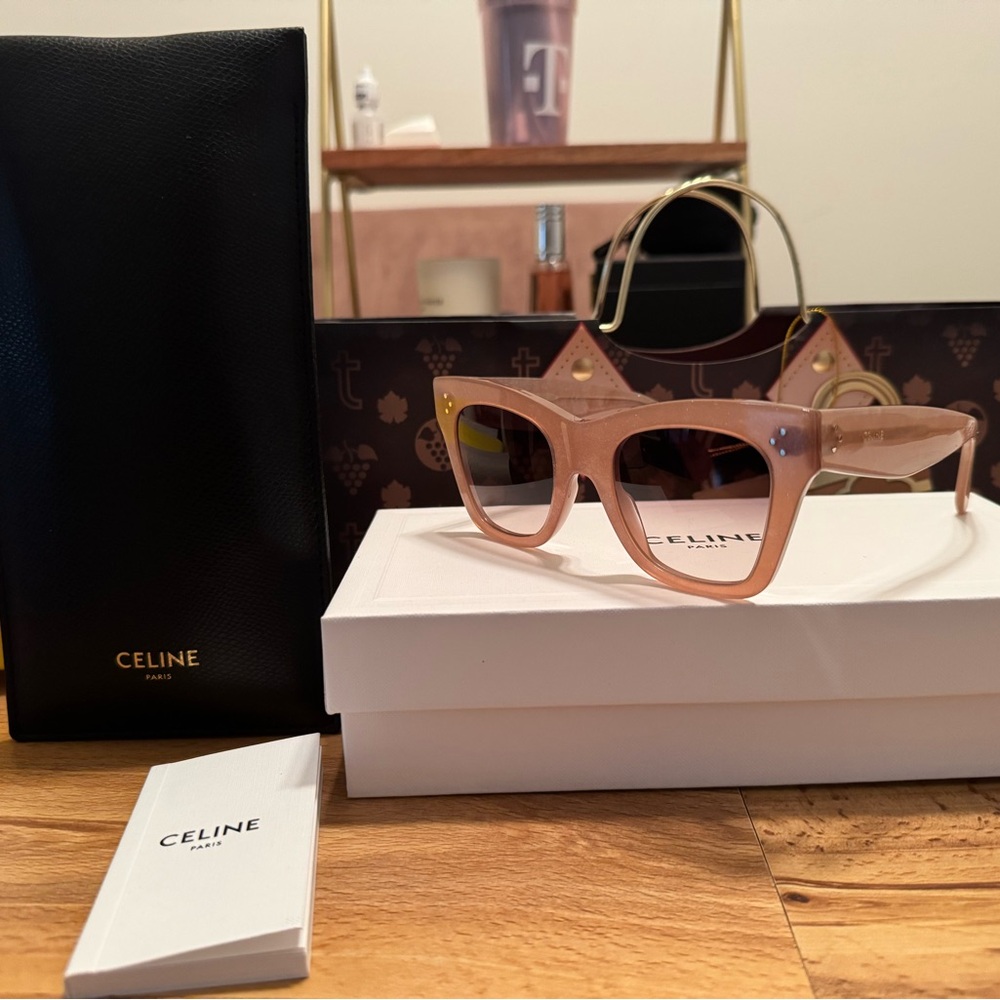 Celine Blush-Toned Glitter Sunglasses